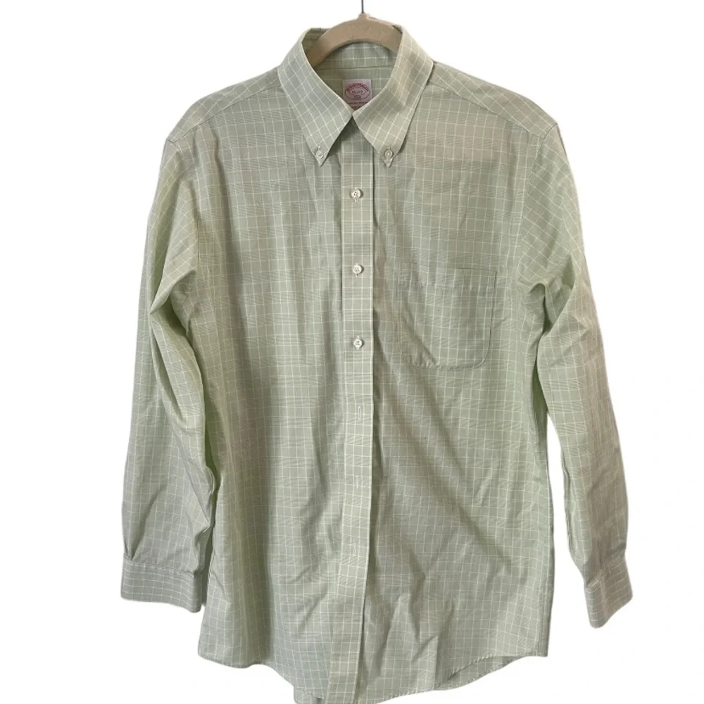 Brooks Brothers Green Plaid Traditional Fit Button Down Shirt 100% Cotton 15 2/3